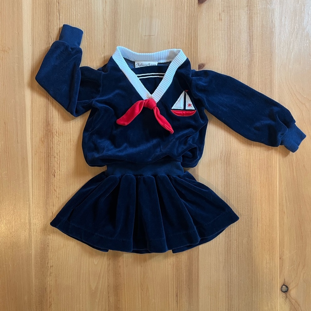 Vintage Rebecca Raggs Original Velvet Sailor Dress 3T